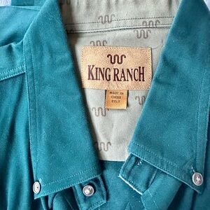 King Ranch Men’s Short Sleeve Teal Shirt XXL EUC
